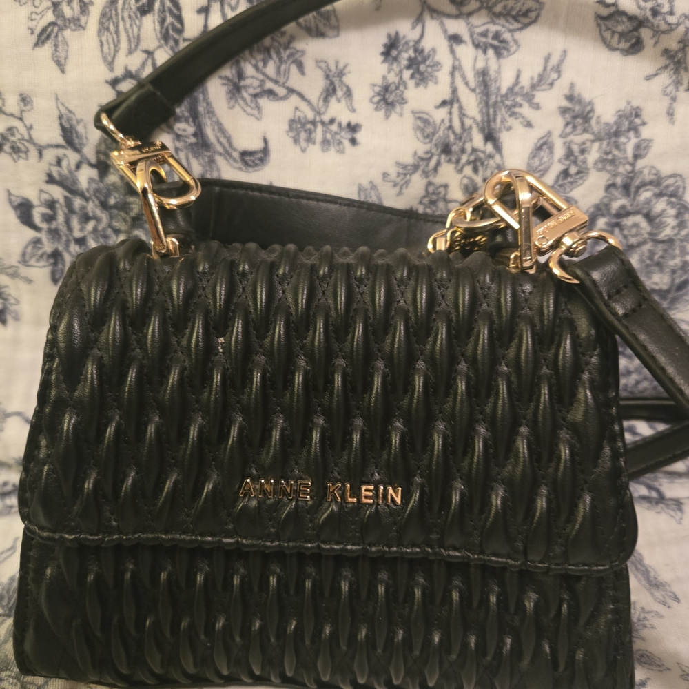 Anne Klein Black Textured Crossbody Bag